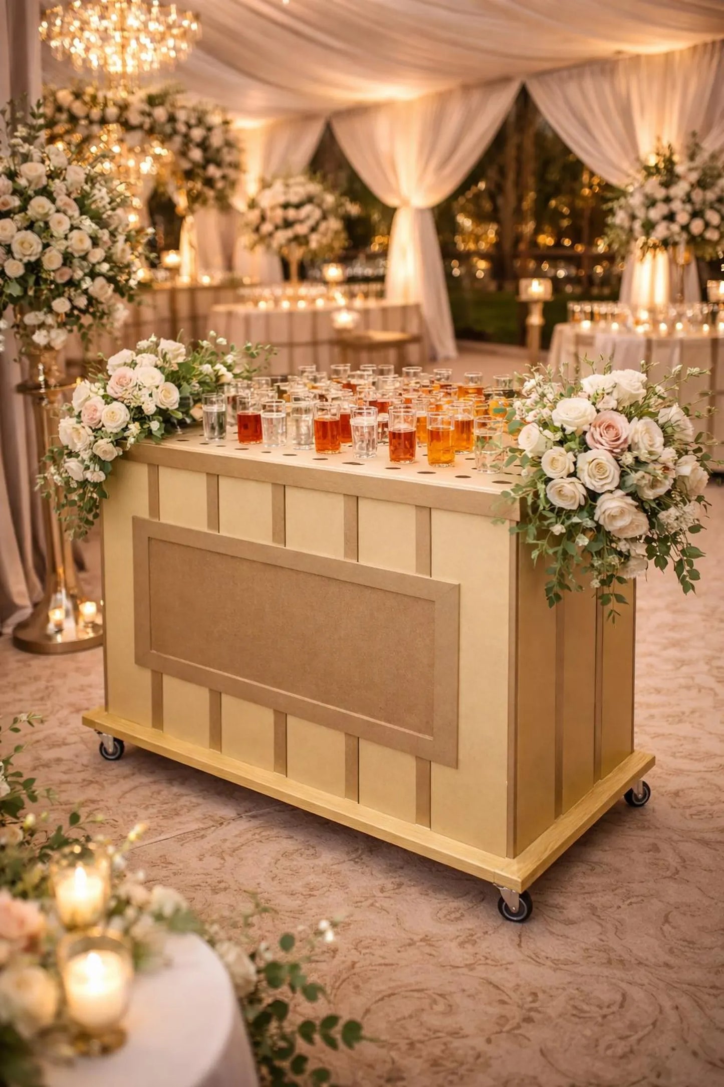 Luxury Black Shot Station with LED Sign – Mobile Shot Bar for Weddings, Corporate Events & Private Parties