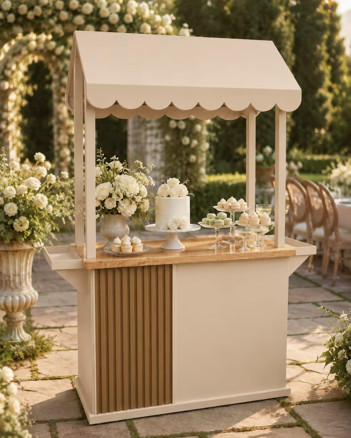 Custom Wooden Event Cart – Portable Coffee Bar, Wedding Candy Cart & Pop-Up Business Kiosk