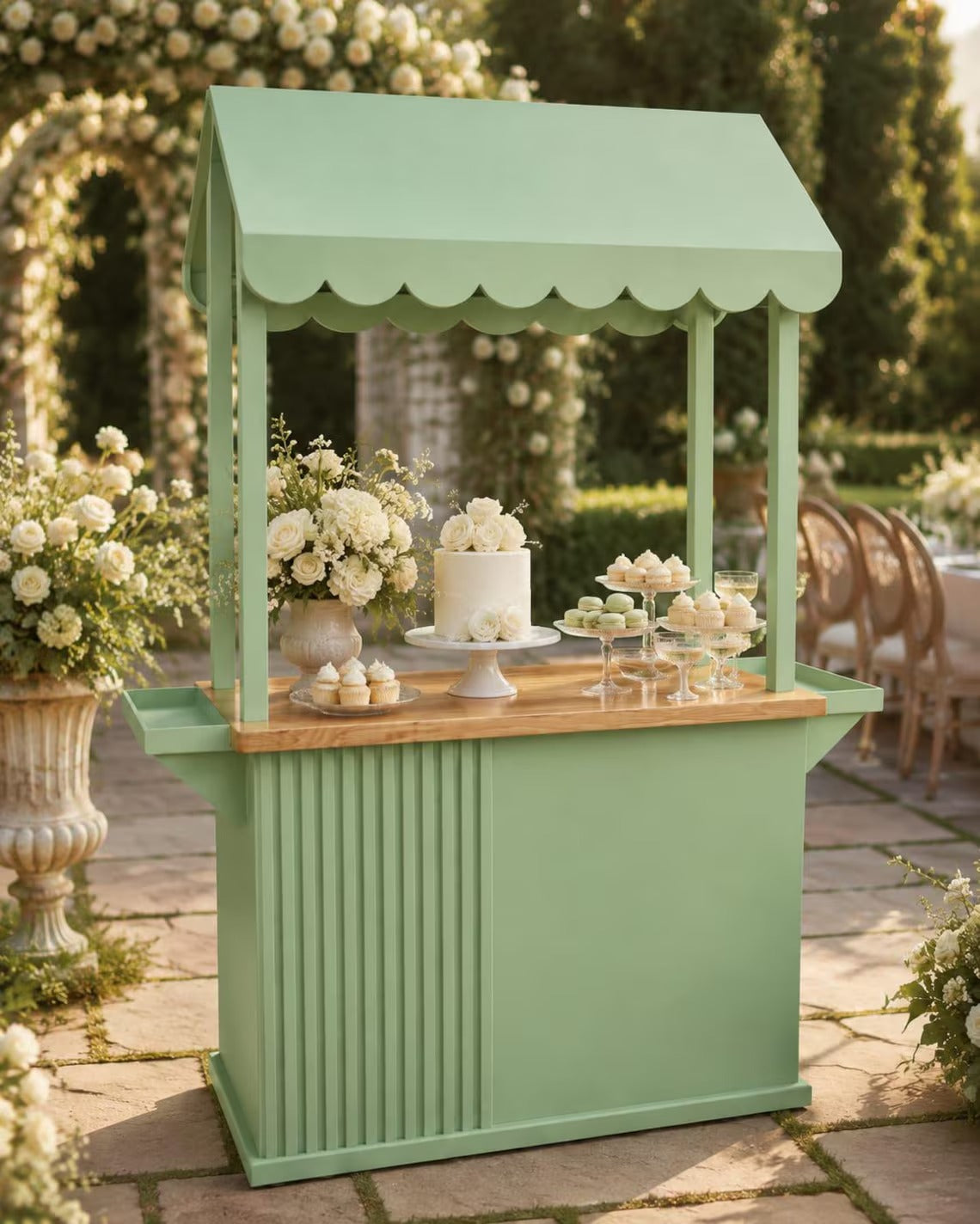 Custom Wooden Event Cart – Portable Coffee Bar, Wedding Candy Cart & Pop-Up Business Kiosk