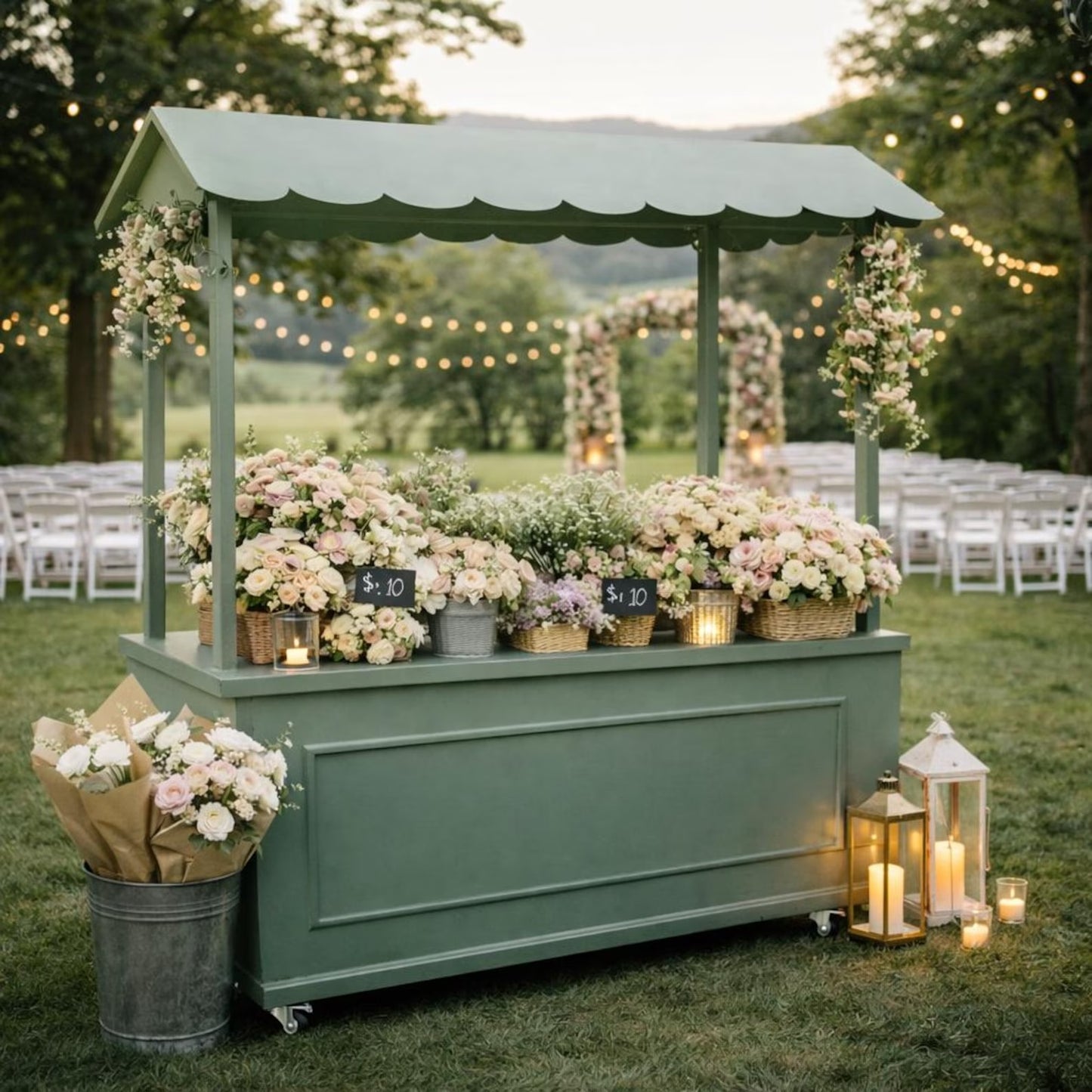 White Wedding Event Cart – 74.8” Tall Modular Welcome Station, Candy & Cocktail Bar Ma. de la luz Aguilar Rodriguez