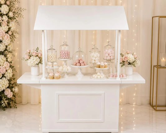Wedding Event Cart – 74.8” Tall Luxury Coffee Cart Stand for Events, Mobile Champagne Bar, Wedding Beverage Station, Dessert Cart